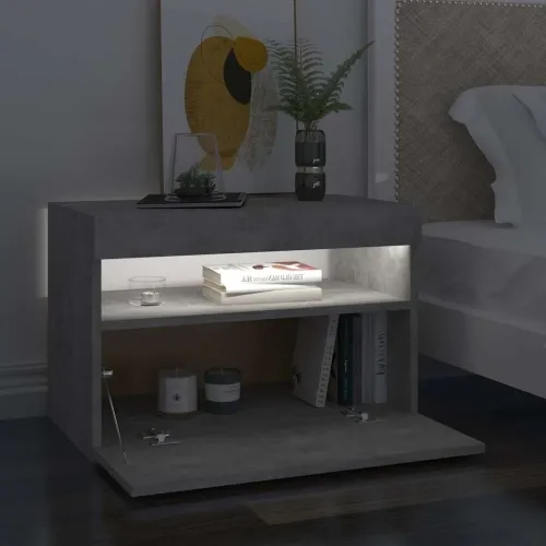 Noćni ormarić s LED svjetlima siva boja betona 60 x 35 x 40 cm - Beton siva 1 Cijena