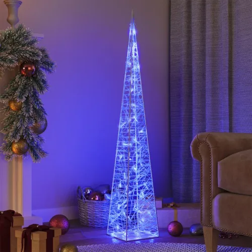 Akrilni ukrasni stožac s LED svjetlima plavi 120 cm - Plava 120 cm s baterijom Cijena