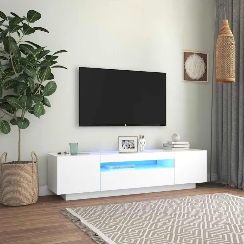 TV ormarić s LED svjetlima bijeli 160 x 35 x 40 cm - Bijela 1 Cijena