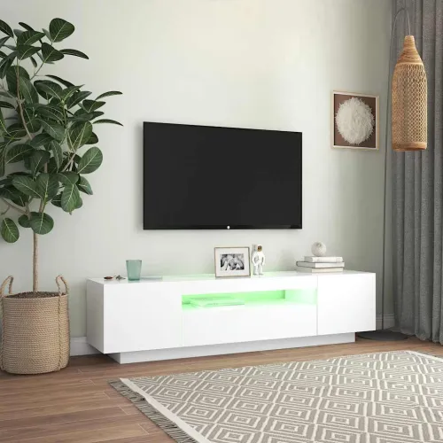 TV ormarić s LED svjetlima bijeli 160 x 35 x 40 cm - Bijela 1 Cijena