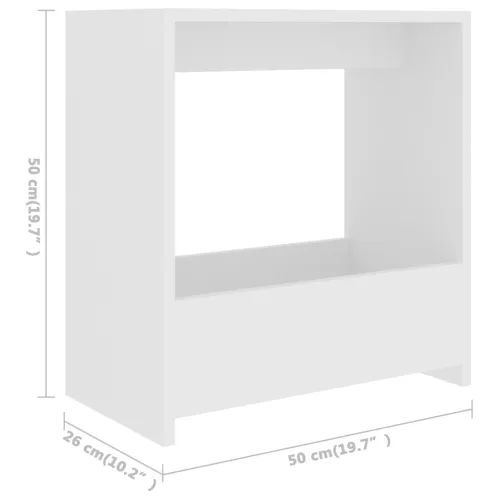 Bočni stolić bijeli 50 x 26 x 50 cm od konstruiranog drva - Bijela Cijena