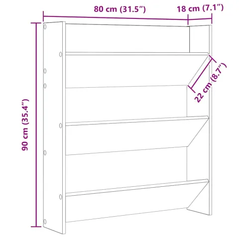 Zidni ormarić za cipele boja hrasta 80 x 18 x 90 cm drveni - sonoma hrast 80 x 18 x 90 cm 1 Cijena