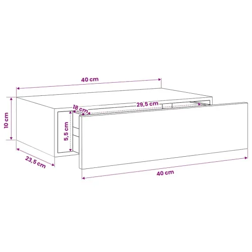 Zidna polica s ladicom bijela 40 x 23,5 x 10 cm MDF - Bijela 40 x 23.5 x 10 cm 1 Cijena