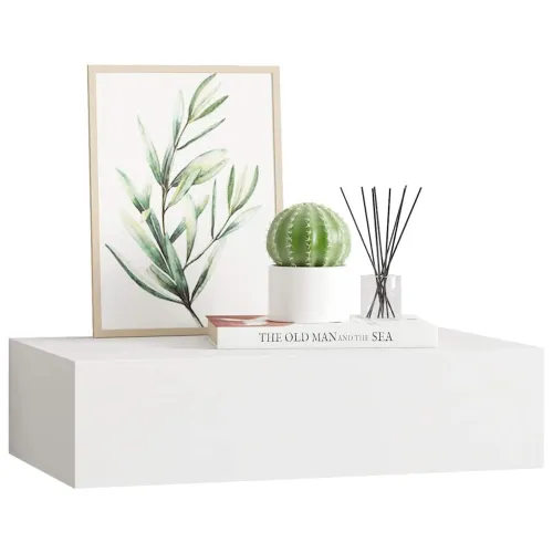 Zidna polica s ladicom bijela 40 x 23,5 x 10 cm MDF - Bijela 40 x 23.5 x 10 cm 1 Cijena