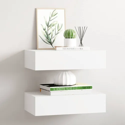 Zidne police s ladicom 2 kom bijele 40 x 23,5 x 10 cm MDF - Bijela 40 x 23.5 x 10 cm 2 1 Cijena