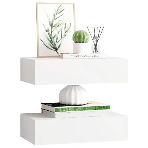 Zidne police s ladicom 2 kom bijele 40 x 23,5 x 10 cm MDF - Bijela 40 x 23.5 x 10 cm 2 Cijena