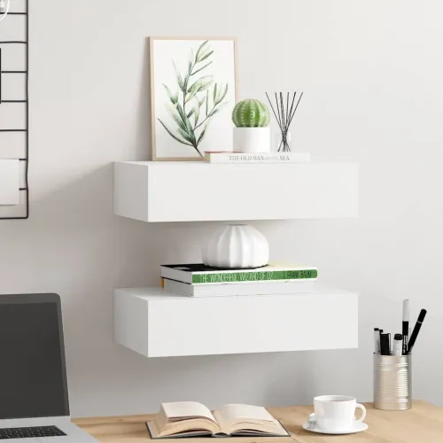 Zidne police s ladicom 2 kom bijele 40 x 23,5 x 10 cm MDF - Bijela 40 x 23.5 x 10 cm 2 Cijena