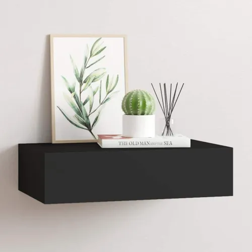 Zidna polica s ladicom crna 40 x 23,5 x 10 cm MDF - Crna 40 x 23.5 x 10 cm 1 Cijena