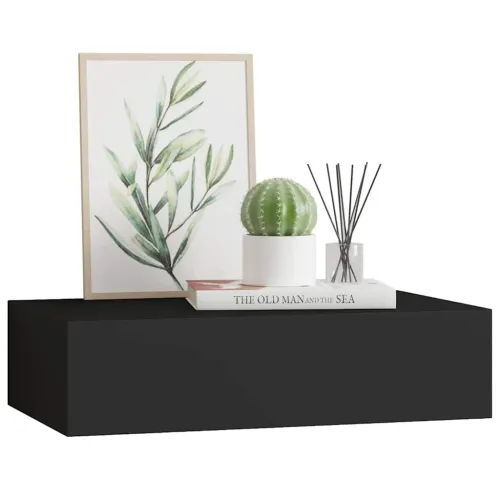 Zidna polica s ladicom crna 40 x 23,5 x 10 cm MDF - Crna 40 x 23.5 x 10 cm 1 Cijena