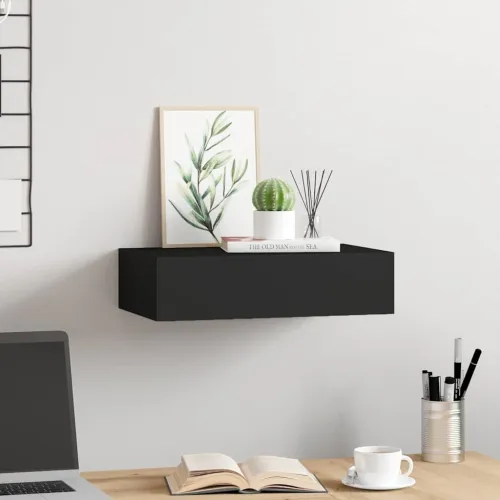 Zidna polica s ladicom crna 40 x 23,5 x 10 cm MDF - Crna 40 x 23.5 x 10 cm 1 Cijena