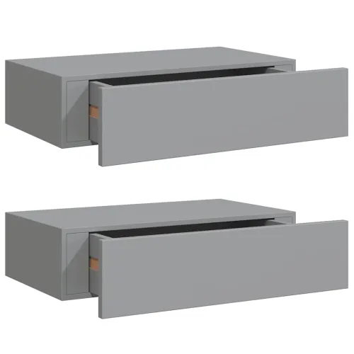 Zidne police s ladicom 2 kom sive 40 x 23,5 x 10 cm MDF - Siva 40 x 23.5 x 10 cm 2 Cijena