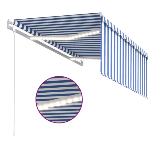Automatska tenda s roletom i senzorom LED 3x2,5 m plavo-bijela - Plava i bijela 3 x 2.5 m Cijena