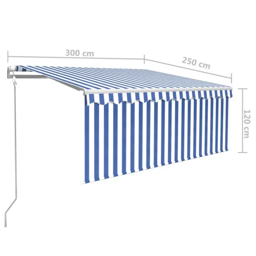 Automatska tenda s roletom i senzorom LED 3x2,5 m plavo-bijela - Plava i bijela 3 x 2.5 m Cijena