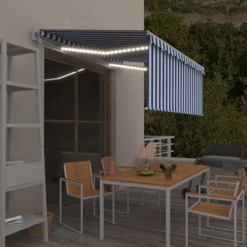 Automatska tenda s roletom i senzorom LED 3x2,5 m plavo-bijela - Plava i bijela 3 x 2.5 m Cijena