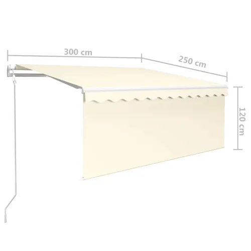 Automatska tenda s roletom i senzorom LED 3 x 2,5 m krem - Krema 3 x 2.5 m Cijena