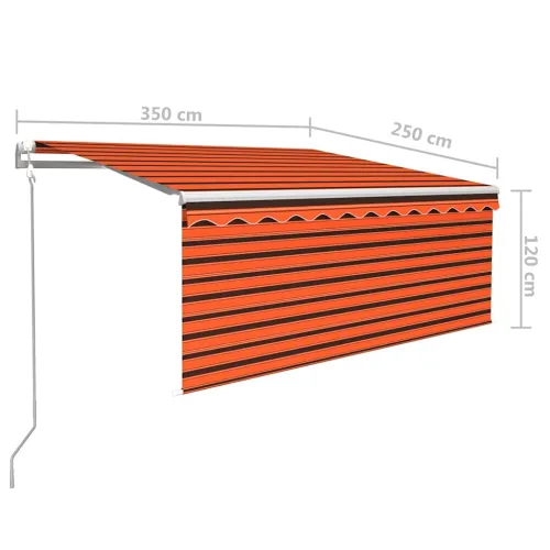 Automatska tenda roleta i senzor LED 3,5x2,5 m narančasto-smeđa - narančasta i smeđa 3.5 x 2.5 m Cijena
