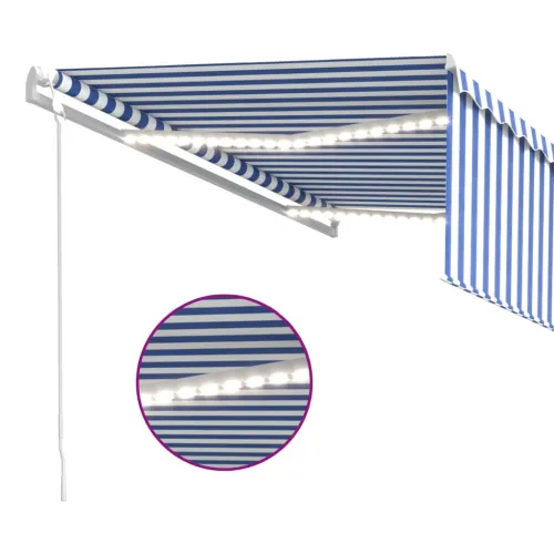 Automatska tenda s roletom i senzorom LED 4 x 3 m plavo-bijela - Plava i bijela 4 x 3 m Cijena