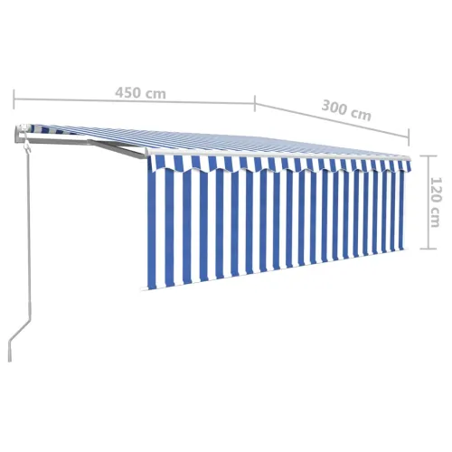 Automatska tenda s roletom i senzorom LED 4,5x3 m plavo-bijela - Plava i bijela 4.5 x 3 m Cijena