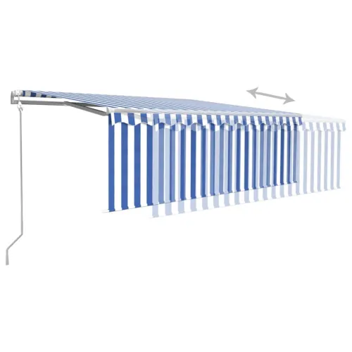 Automatska tenda s roletom i senzorom LED 4,5x3 m plavo-bijela - Plava i bijela 4.5 x 3 m Cijena
