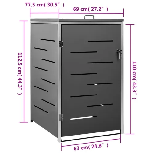 Spremište za kantu za smeće 69x77,5x115 cm nehrđajući čelik - Antracit 1 Cijena
