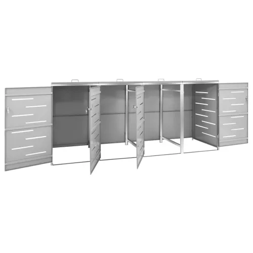 Spremište za četiri kante za smeće 276,5x77,5x115 cm čelično - Siva 4 Cijena