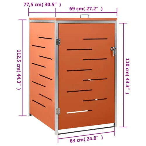Spremište za kantu za smeće 69x77,5x115 cm nehrđajući čelik - Narančasta 1 Cijena