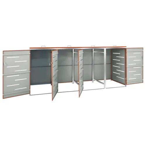 Spremište za četiri kante za smeće 276,5x77,5x115 cm čelično - Narančasta 4 Cijena