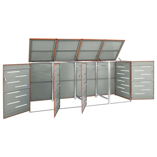 Spremište za četiri kante za smeće 276,5x77,5x115 cm čelično - Narančasta 4 Cijena