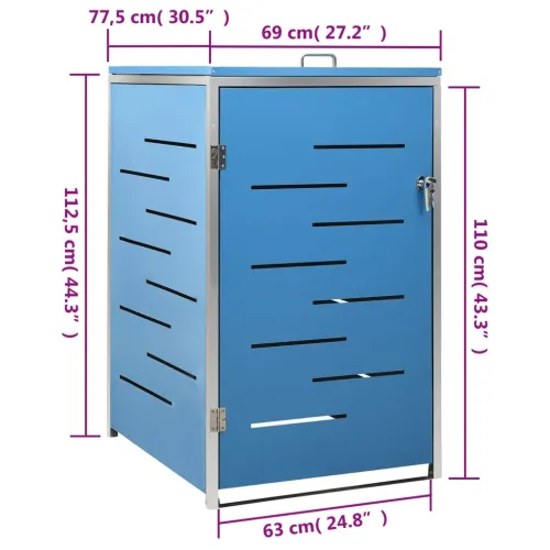 Spremište za kantu za smeće 69x77,5x115 cm nehrđajući čelik - Plava 1 Cijena