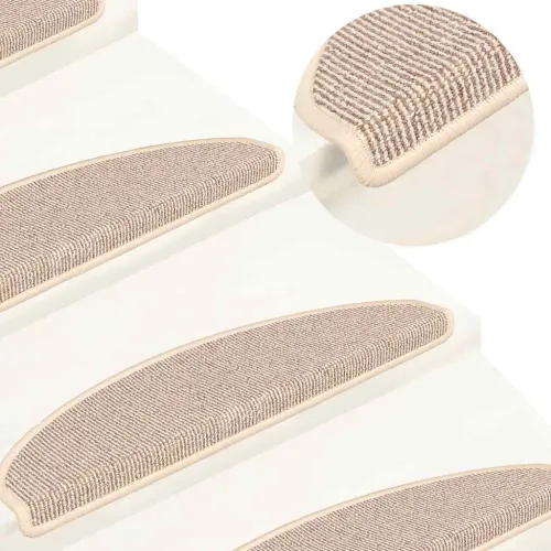 Prostirke za stepenice 15 kom 65x21x4 cm Bijele i smeđe poluokrugle velike - Bijela i smeđa 65 x 21 x 4 cm Cijena