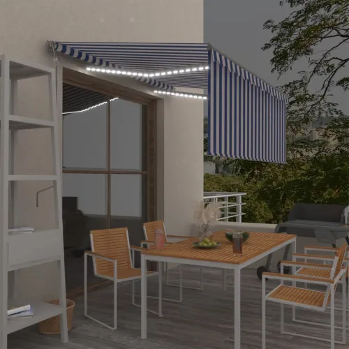 Automatska tenda s roletom i senzorom LED 3x2,5 m plavo-bijela - Plava i bijela 3 x 2.5 m Cijena