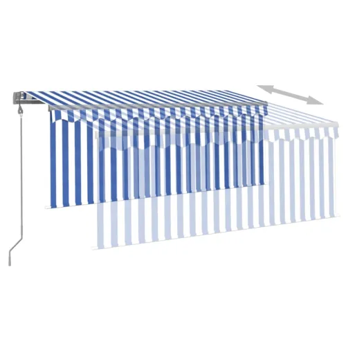 Automatska tenda s roletom i senzorom LED 3x2,5 m plavo-bijela - Plava i bijela 3 x 2.5 m Cijena