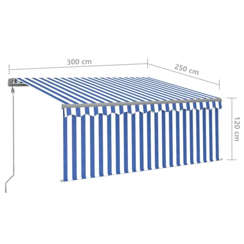 Automatska tenda s roletom i senzorom LED 3x2,5 m plavo-bijela - Plava i bijela 3 x 2.5 m Cijena