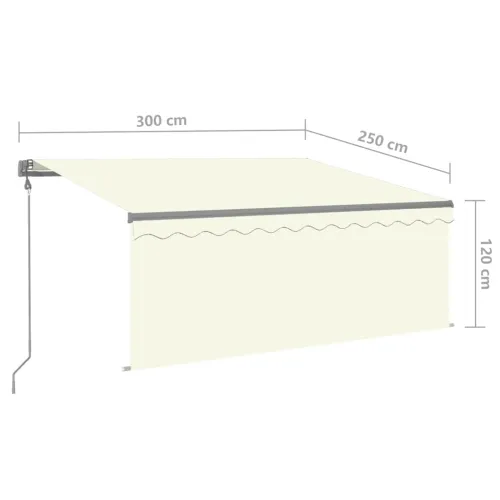 Automatska tenda s roletom i senzorom LED 3 x 2,5 m krem - Krema 3 x 2.5 m Cijena