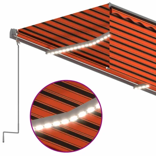 Automatska tenda roleta i senzor LED 3,5x2,5 m narančasto-smeđa - Narančasta i smeđa 3.5 x 2.5 m Cijena