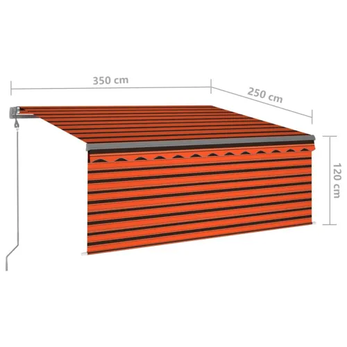 Automatska tenda roleta i senzor LED 3,5x2,5 m narančasto-smeđa - Narančasta i smeđa 3.5 x 2.5 m Cijena