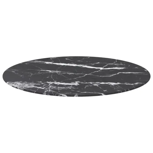 Stolna ploča crna Ø 80 x 1 cm staklena s mramornim uzorkom - Crno-bijelo Ø 80 cm Cijena