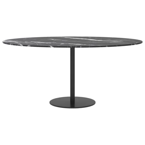 Stolna ploča crna Ø 90 x 1 cm staklena s mramornim uzorkom - Crno-bijelo Ø 90 cm Cijena