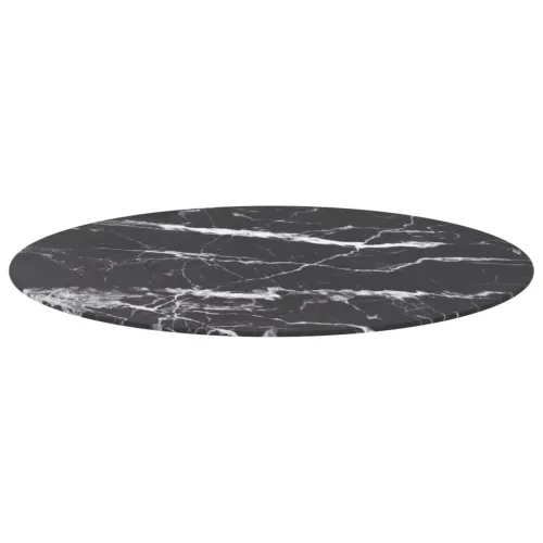 Stolna ploča crna Ø 90 x 1 cm staklena s mramornim uzorkom - Crno-bijelo Ø 90 cm Cijena