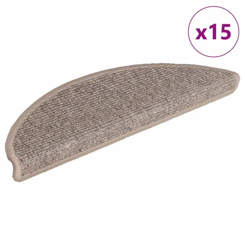Prostirke za stepenice 15 kom 56x17x3 cm tamno bež poluokrugle - Tamnobež 56 x 17 x 3 cm Cijena