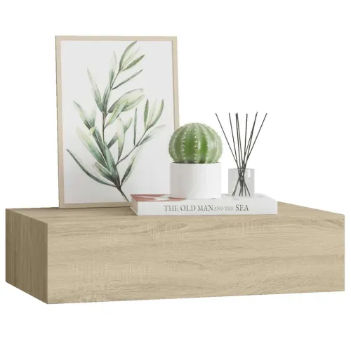Zidna polica s ladicom boja hrasta 40 x 23,5 x 10 cm MDF - Boja hrasta 40 x 23.5 x 10 cm 1 Cijena