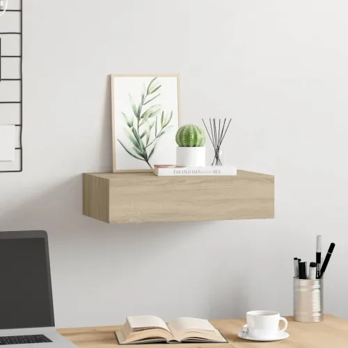 Zidna polica s ladicom boja hrasta 40 x 23,5 x 10 cm MDF - Boja hrasta 40 x 23.5 x 10 cm 1 Cijena