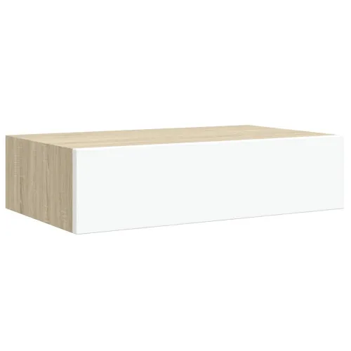 Zidna polica s ladicama hrast i bijela 40x23,5x10 cm MDF - Boja hrasta i bijela 40 x 23.5 x 10 cm 1 Cijena