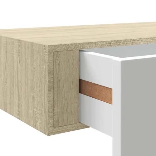 Zidna polica s ladicama hrast i bijela 40x23,5x10 cm MDF - Boja hrasta i bijela 40 x 23.5 x 10 cm 1 Cijena