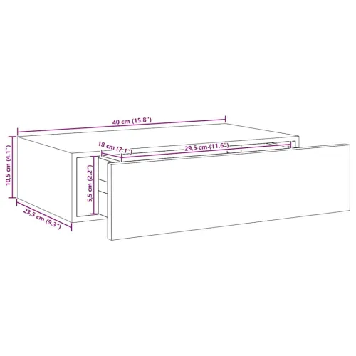 Zidna polica s ladicama hrast i bijela 40x23,5x10 cm MDF - Boja hrasta i bijela 40 x 23.5 x 10 cm 1 Cijena