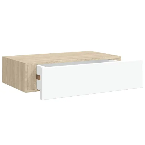 Zidna polica s ladicama hrast i bijela 40x23,5x10 cm MDF - Boja hrasta i bijela 40 x 23.5 x 10 cm 1 Cijena