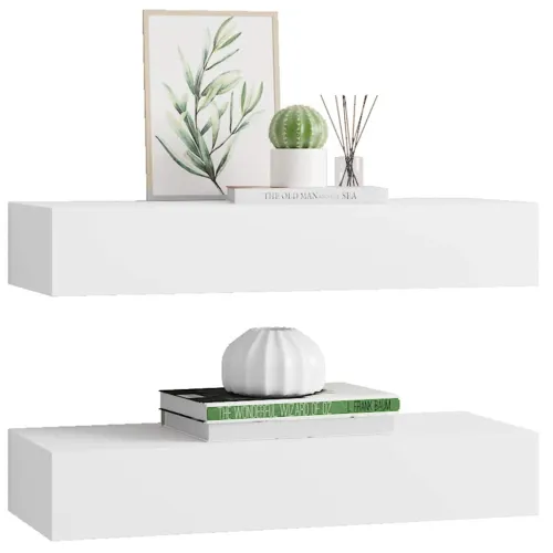 Zidne police s ladicom 2 kom bijele 60 x 23,5 x 10 cm MDF - Bijela 60 x 23.5 x 10 cm 2 Cijena