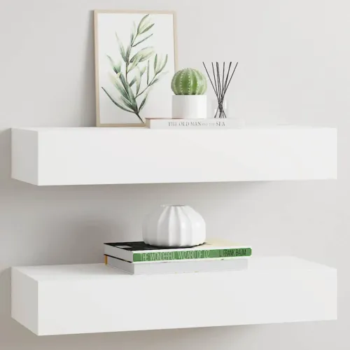 Zidne police s ladicom 2 kom bijele 60 x 23,5 x 10 cm MDF - Bijela 60 x 23.5 x 10 cm 2 Cijena