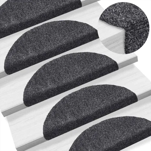 Prostirke za stepenice, samoljepljive, 5 kom, 56x17x3 cm, tamno sive, poluokrugle - Tamno siva 56 x 17 x 3 cm 5 Cijena