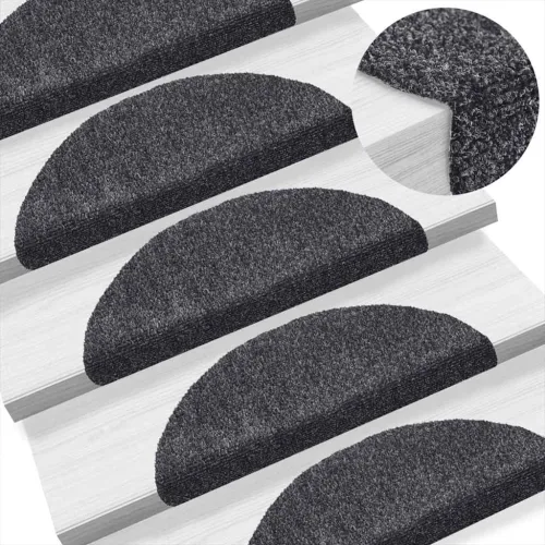 Prostirke za stepenice, samoljepljive, 10 kom, 56x17x3 cm, tamno sive, poluokrugle - Tamno siva 56 x 17 x 3 cm 10 Cijena